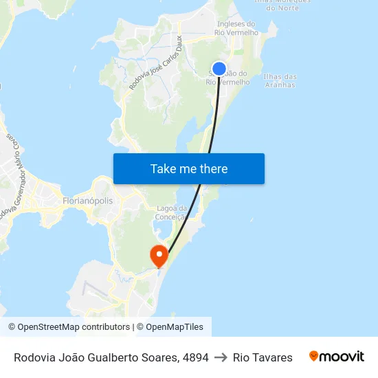 Rodovia João Gualberto Soares, 4894 to Rio Tavares map