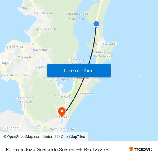 Rodovia João Gualberto Soares to Rio Tavares map