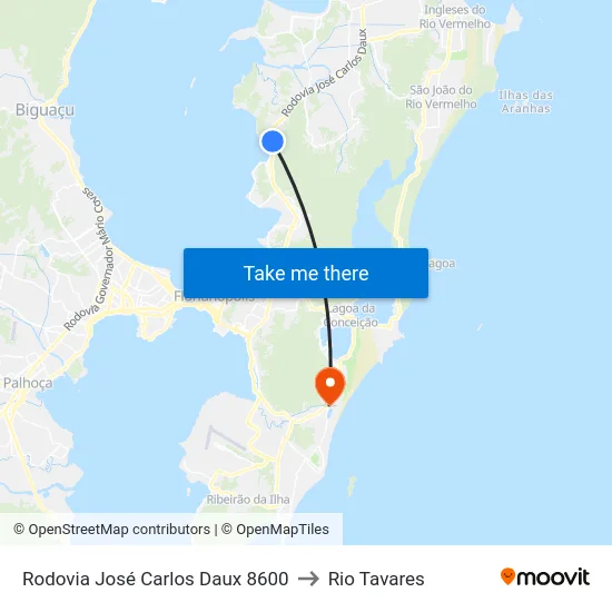 Rodovia José Carlos Daux 8600 to Rio Tavares map