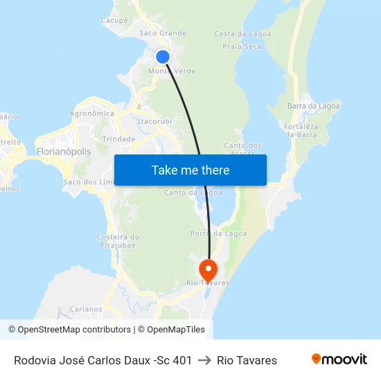 Rodovia José Carlos Daux -Sc 401 to Rio Tavares map