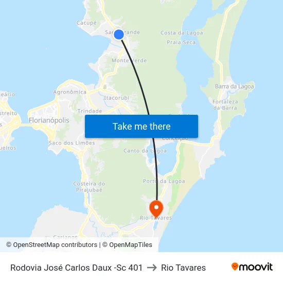 Rodovia José Carlos Daux -Sc 401 to Rio Tavares map