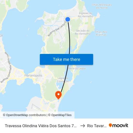 Travessa Olindina Viêira Dos Santos 72(01) to Rio Tavares map