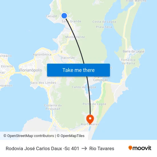 Rodovia José Carlos Daux -Sc 401 to Rio Tavares map
