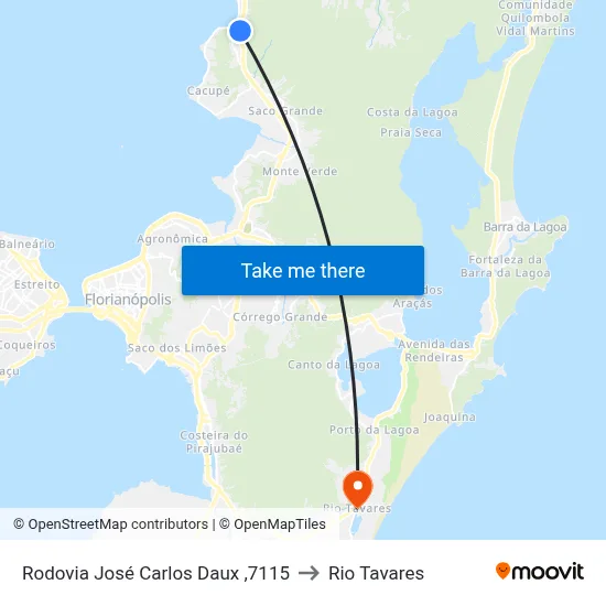 Rodovia José Carlos Daux ,7115 to Rio Tavares map