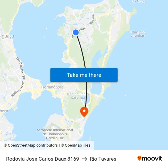 Rodovia José Carlos Daux,8169 to Rio Tavares map