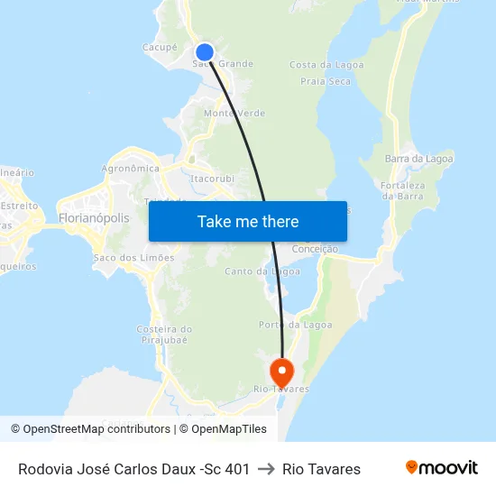 Rodovia José Carlos Daux -Sc 401 to Rio Tavares map