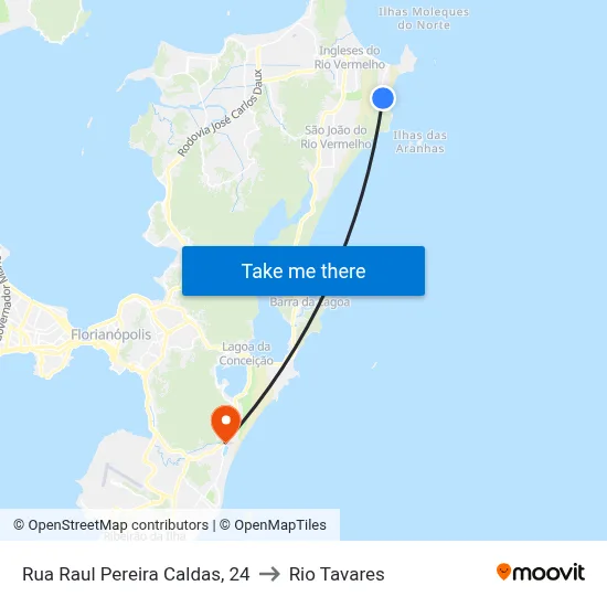 Rua Raul Pereira Caldas, 24 to Rio Tavares map
