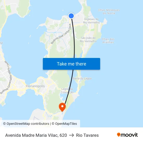 Avenida Madre Maria Vilac, 620 to Rio Tavares map