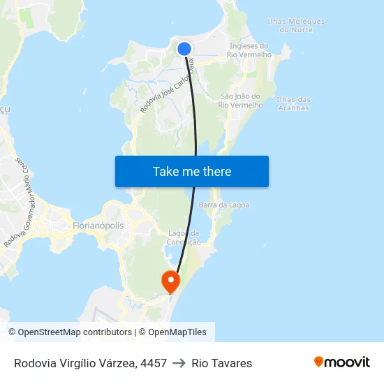 Rodovia Virgílio Várzea, 4457 to Rio Tavares map