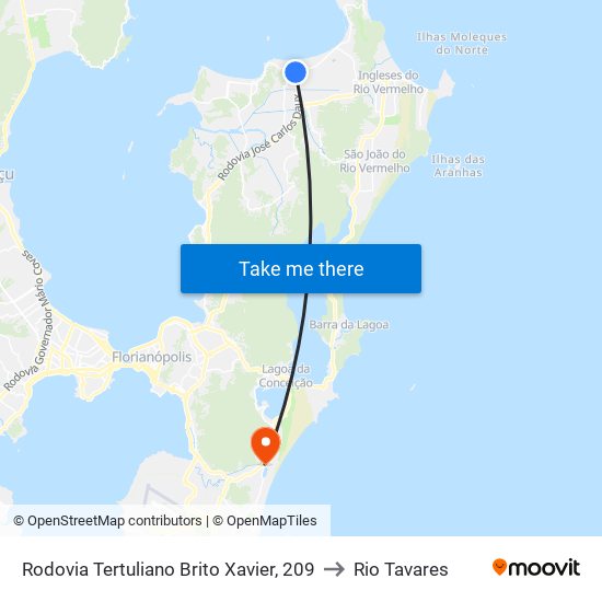 Rodovia Tertuliano Brito Xavier, 209 to Rio Tavares map