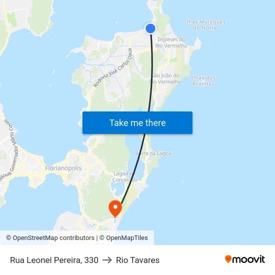 Rua Leonel Pereira, 330 to Rio Tavares map