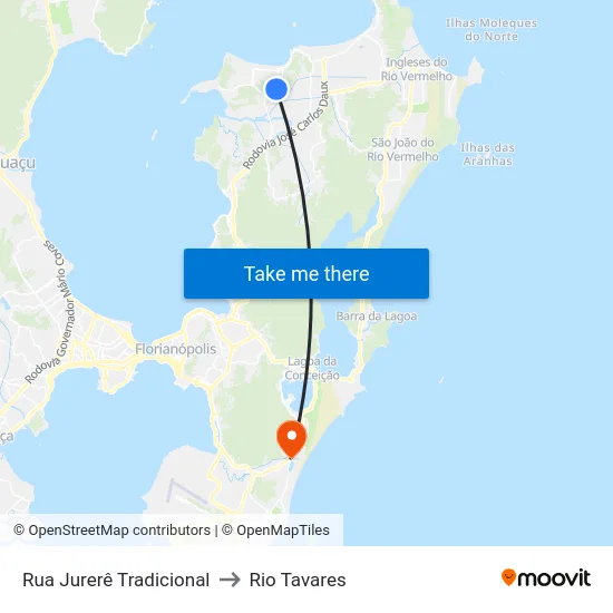Rua Jurerê Tradicional to Rio Tavares map