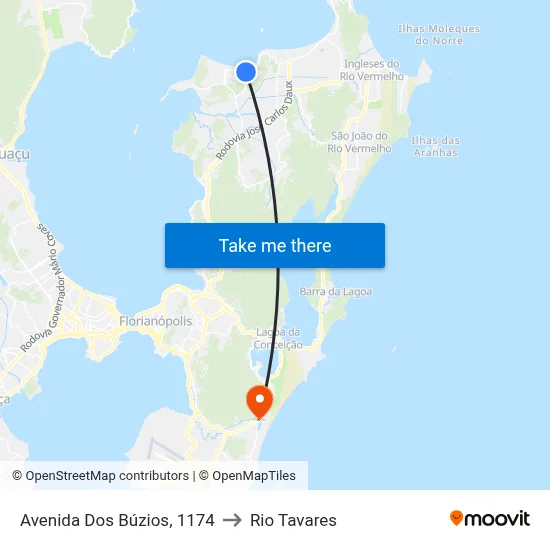 Avenida Dos Búzios, 1174 to Rio Tavares map