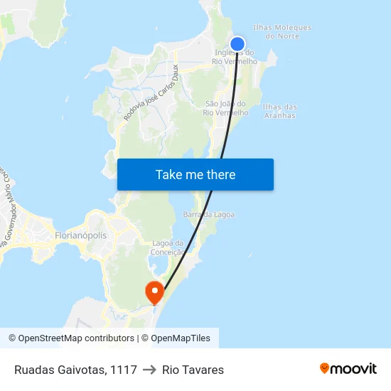 Ruadas Gaivotas, 1117 to Rio Tavares map
