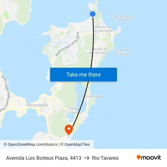 Avenida Luis Boiteux Piaza, 4413 to Rio Tavares map