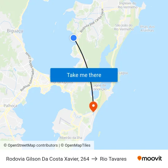 Rodovia Gilson Da Costa Xavier, 264 to Rio Tavares map