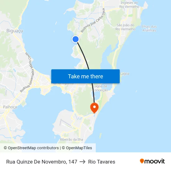 Rua Quinze De Novembro, 147 to Rio Tavares map