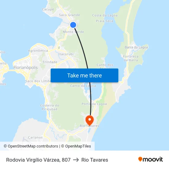 Rodovia Virgílio Várzea, 807 to Rio Tavares map