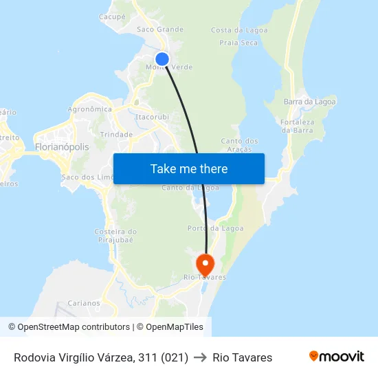 Rodovia Virgílio Várzea, 311 (021) to Rio Tavares map