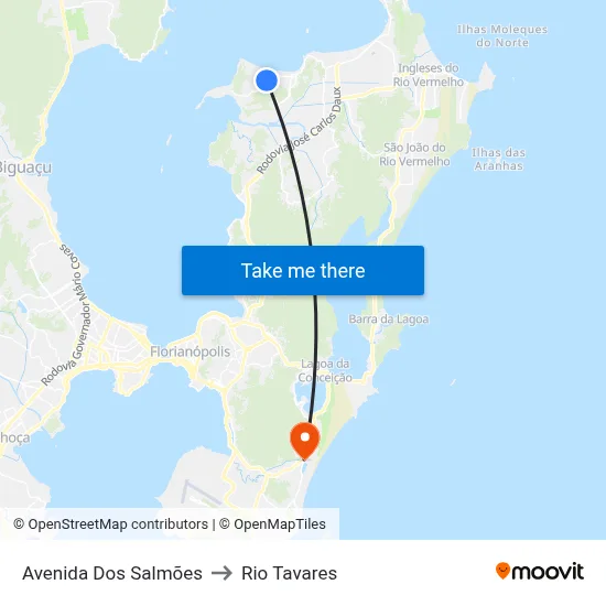 Avenida Dos Salmões to Rio Tavares map