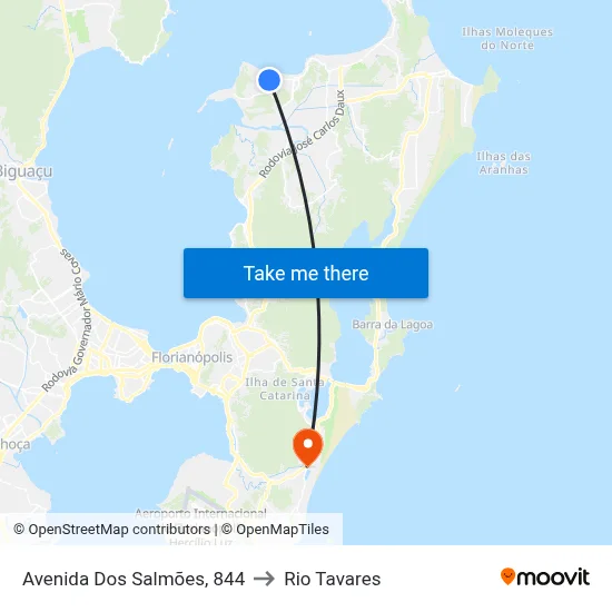 Avenida Dos Salmões, 844 to Rio Tavares map