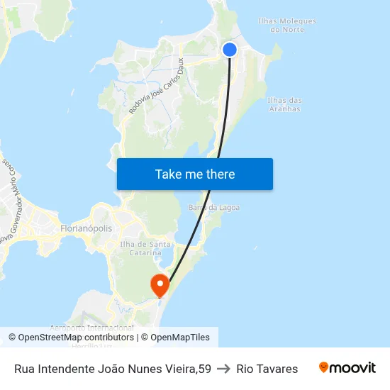 Rua Intendente João Nunes Vieira,59 to Rio Tavares map