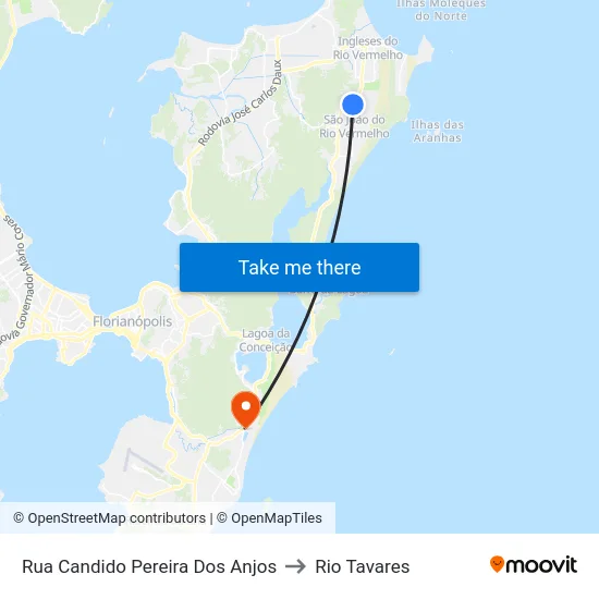 Rua Candido Pereira Dos Anjos to Rio Tavares map