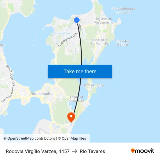 Rodovia Virgílio Várzea, 4457 to Rio Tavares map