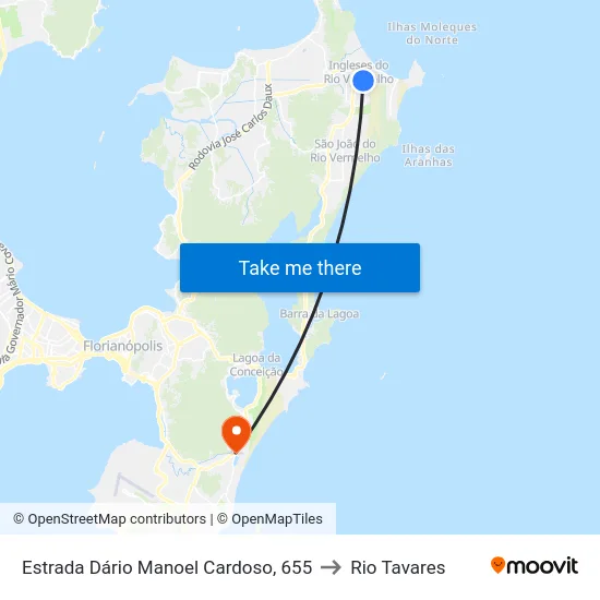 Estrada Dário Manoel Cardoso, 655 to Rio Tavares map