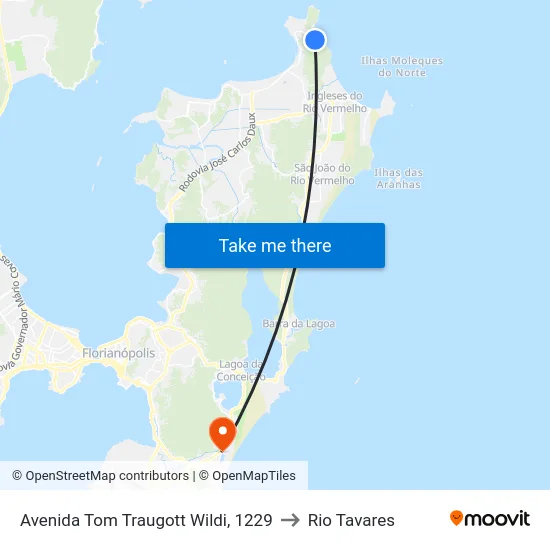 Avenida Tom Traugott Wildi, 1229 to Rio Tavares map