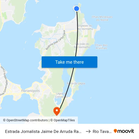 Estrada Jornalista Jaime De Arruda Ramos, 497 to Rio Tavares map