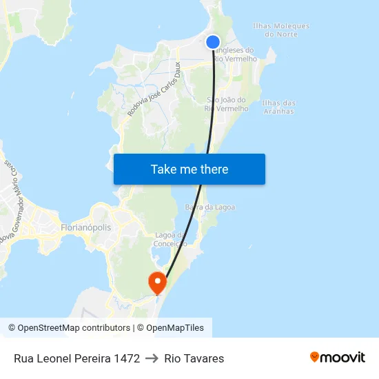 Rua Leonel Pereira 1472 to Rio Tavares map