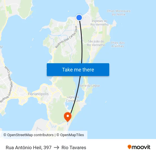 Rua Antônio Heil, 397 to Rio Tavares map