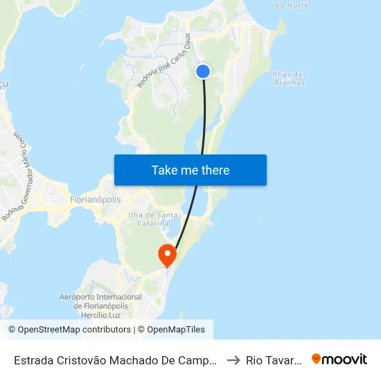 Estrada Cristovão Machado De Campos to Rio Tavares map