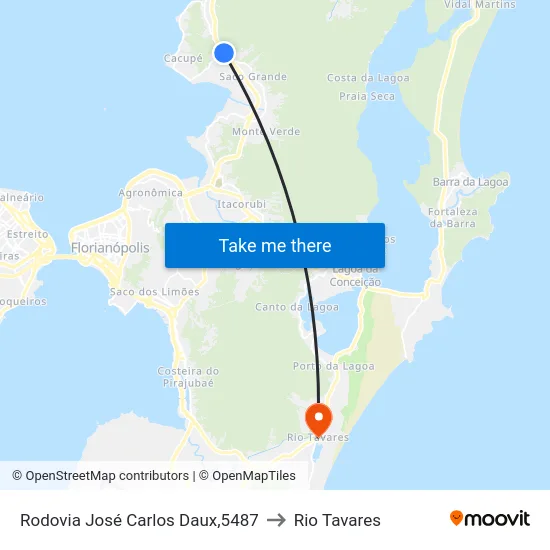 Rodovia José Carlos Daux,5487 to Rio Tavares map