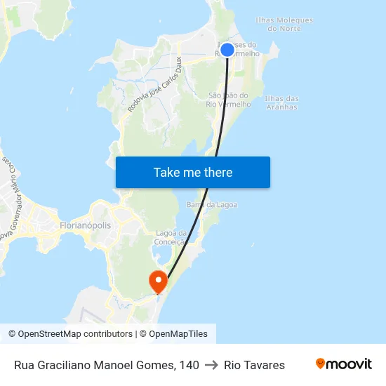 Rua Graciliano Manoel Gomes, 140 to Rio Tavares map