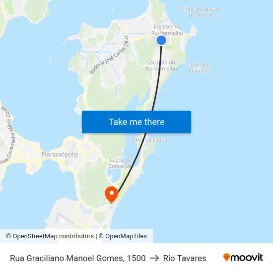 Rua Graciliano Manoel Gomes, 1500 to Rio Tavares map