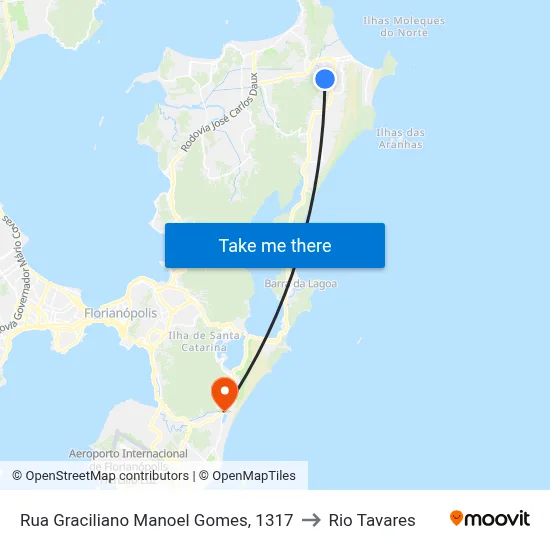 Rua Graciliano Manoel Gomes, 1317 to Rio Tavares map