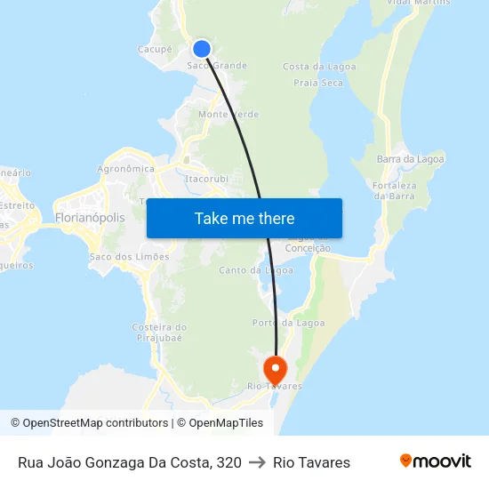Rua João Gonzaga Da Costa, 320 to Rio Tavares map