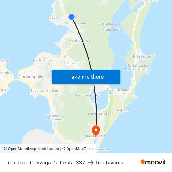 Rua João Gonzaga Da Costa, 337 to Rio Tavares map