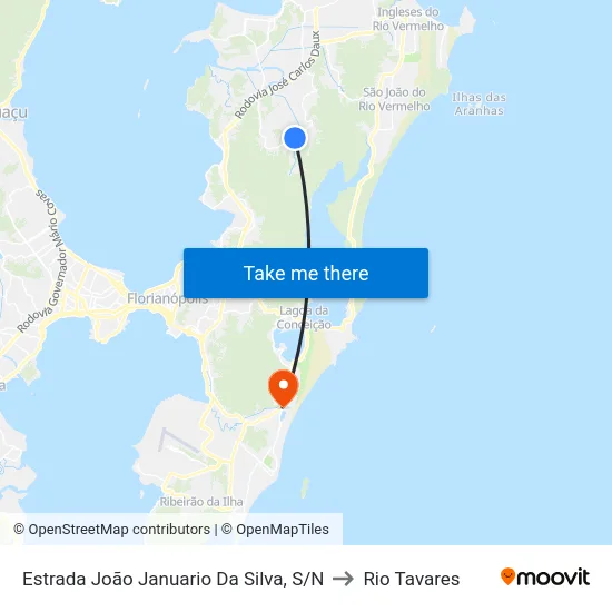Estrada João Januario Da Silva, S/N to Rio Tavares map