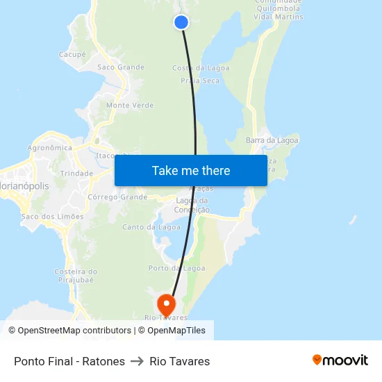 Ponto Final - Ratones to Rio Tavares map