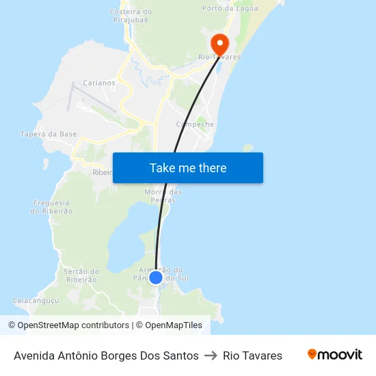 Avenida Antônio Borges Dos Santos to Rio Tavares map