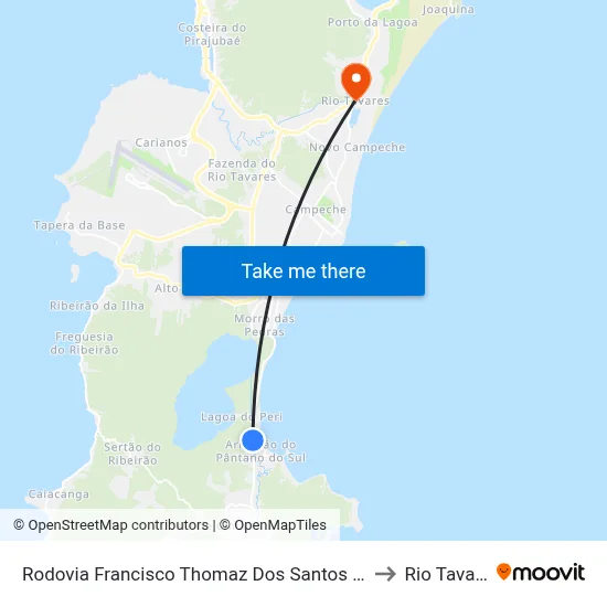 Rodovia Francisco Thomaz Dos Santos - Sc-406 to Rio Tavares map