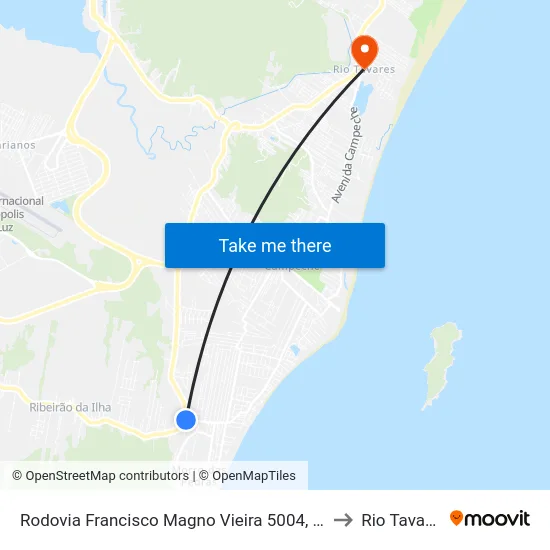 Rodovia Francisco Magno Vieira 5004, 5027 to Rio Tavares map