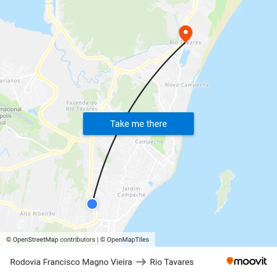 Rodovia Francisco Magno Vieira to Rio Tavares map