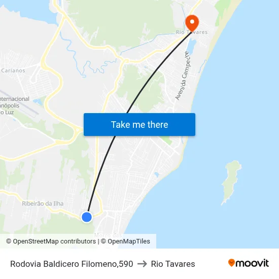 Rodovia Baldicero Filomeno,590 to Rio Tavares map