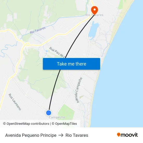 Avenida Pequeno Príncipe to Rio Tavares map