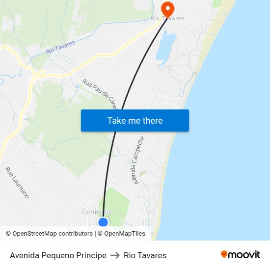 Avenida Pequeno Príncipe to Rio Tavares map