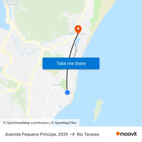 Avenida Pequeno Príncipe, 2939 to Rio Tavares map